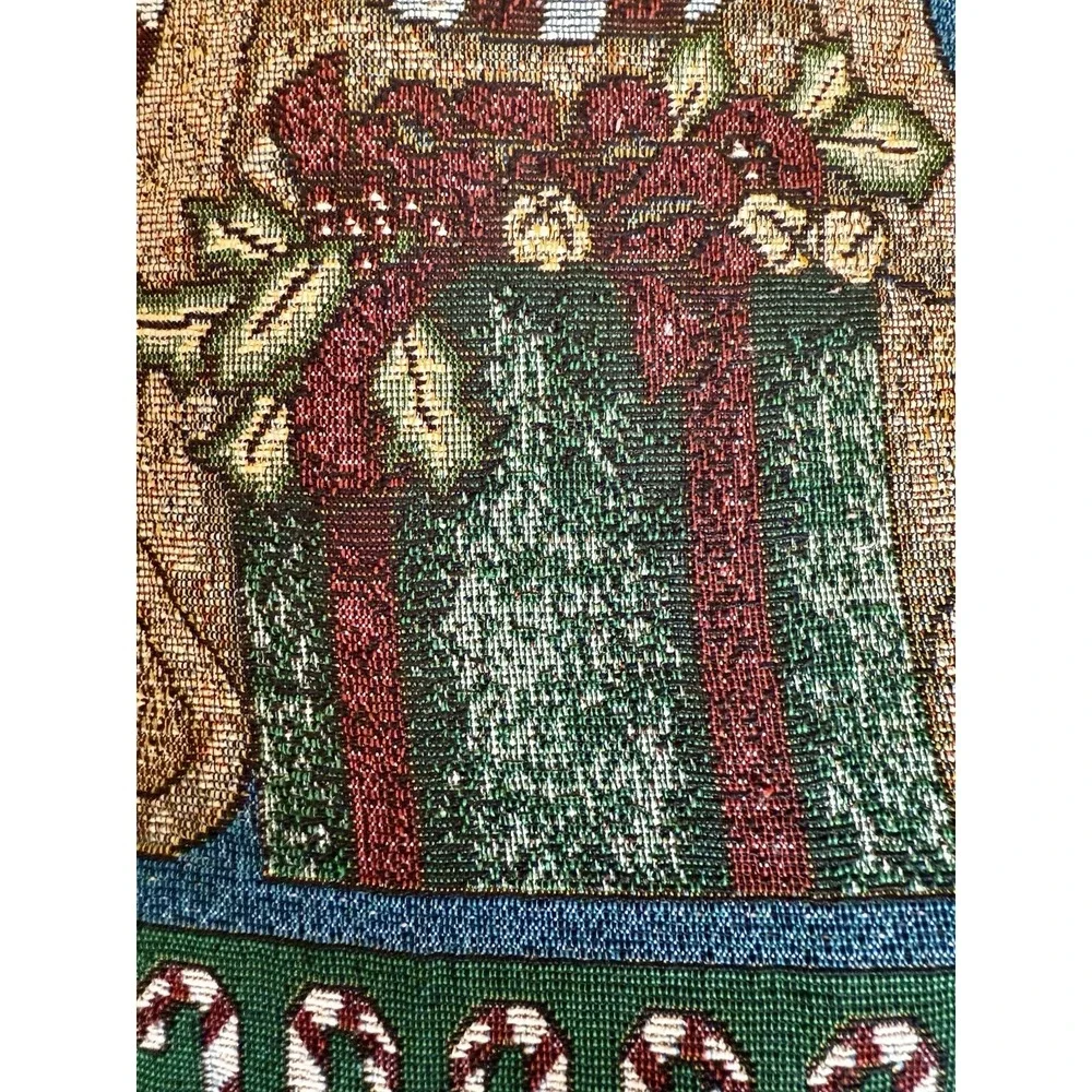 MADISON‎ LANDING Christmas tapestry pillow CHRISTMAS BEAR & CANDY CANES NWT